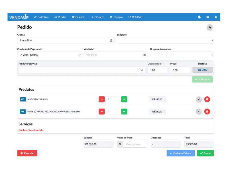 Pedido, gere pedidos orçamentos e ordem de serviços de forma rápida